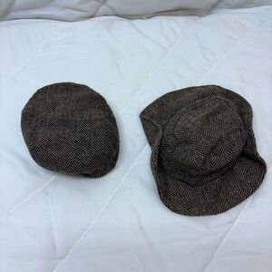 Newborn Baby Photoshoot Brown Herringbone Caps Hats